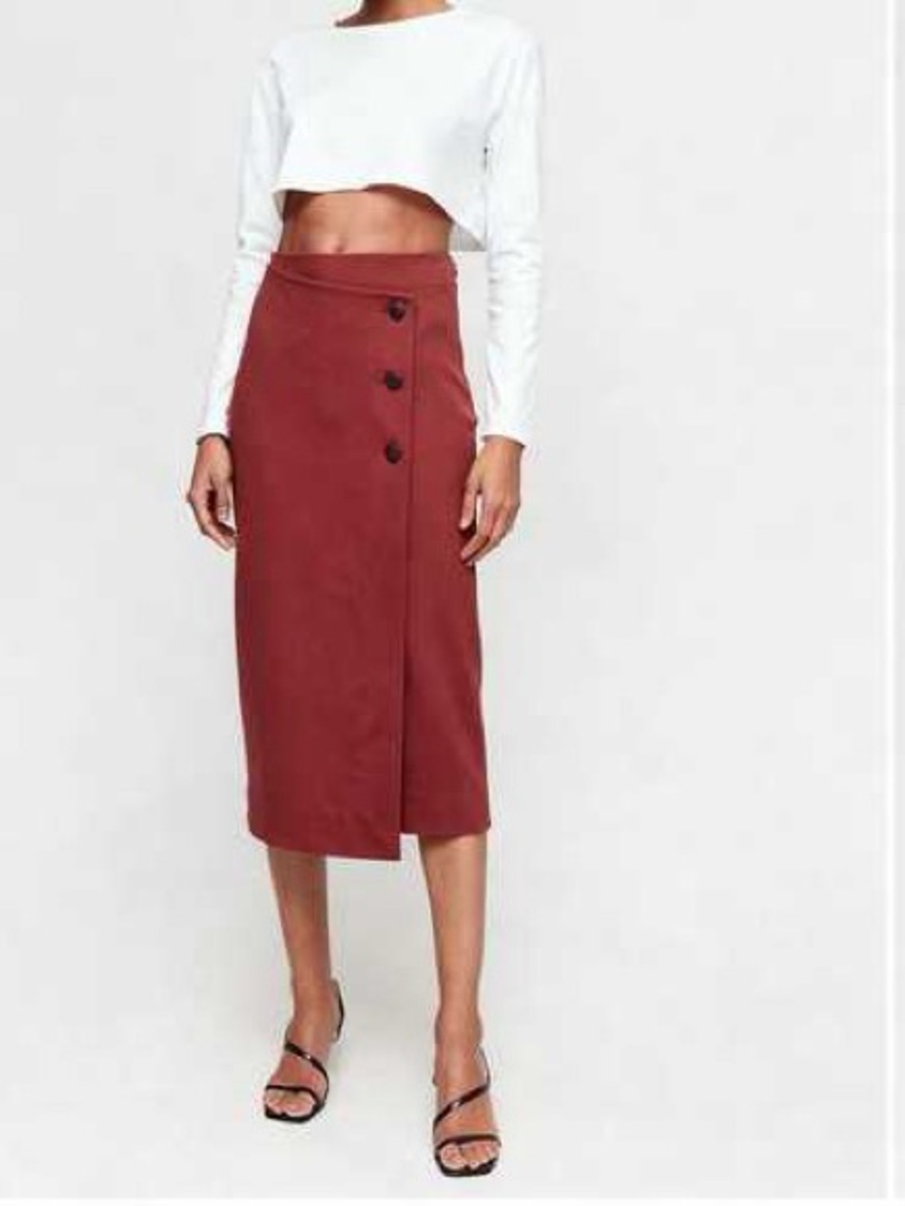 Aritzia Babaton Billy Midi Wrap Skirt – Rust – Size 4